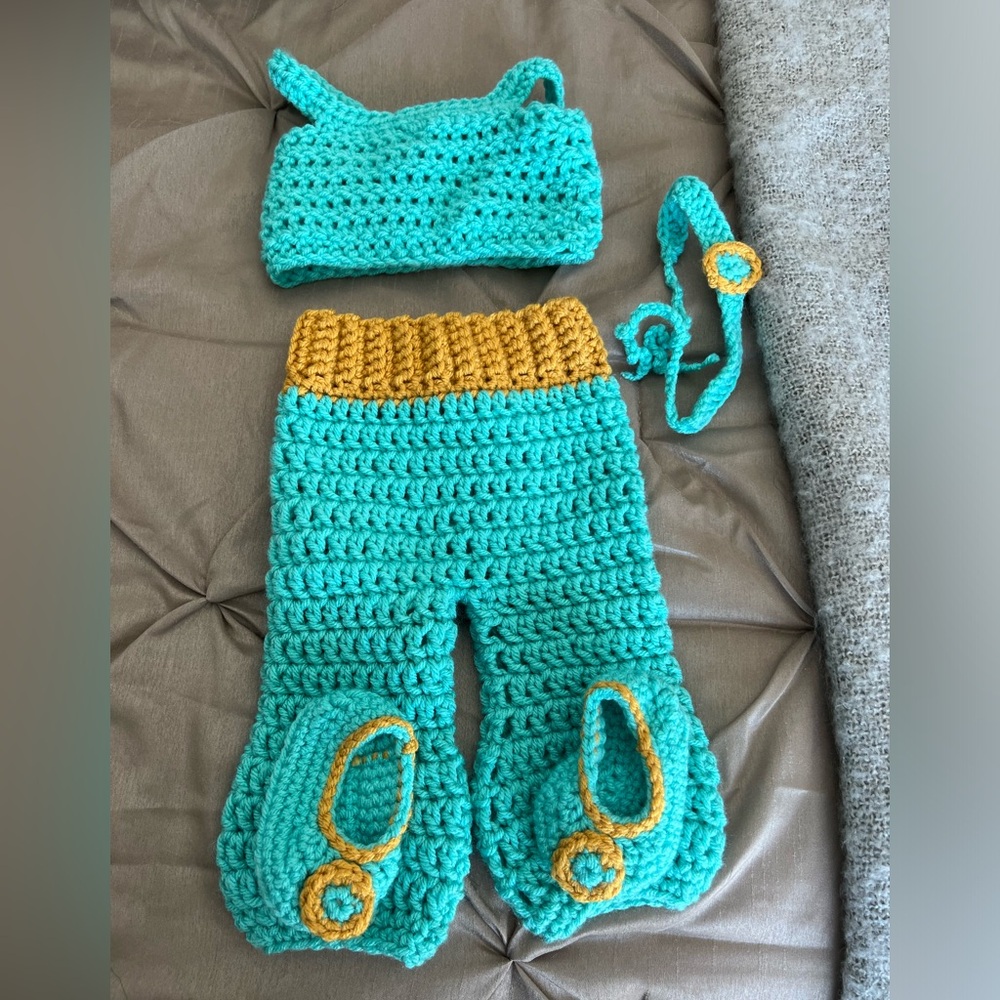 Crochet newborn Disney jasmine outside